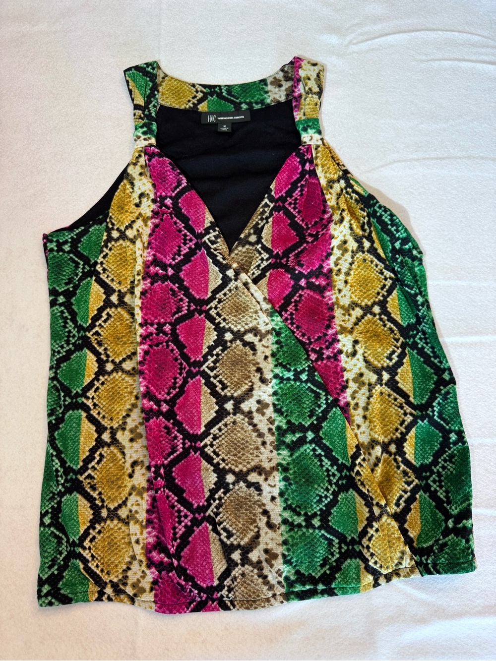 INC International Concepts Snake Print Sleeveless Top - Multicolor